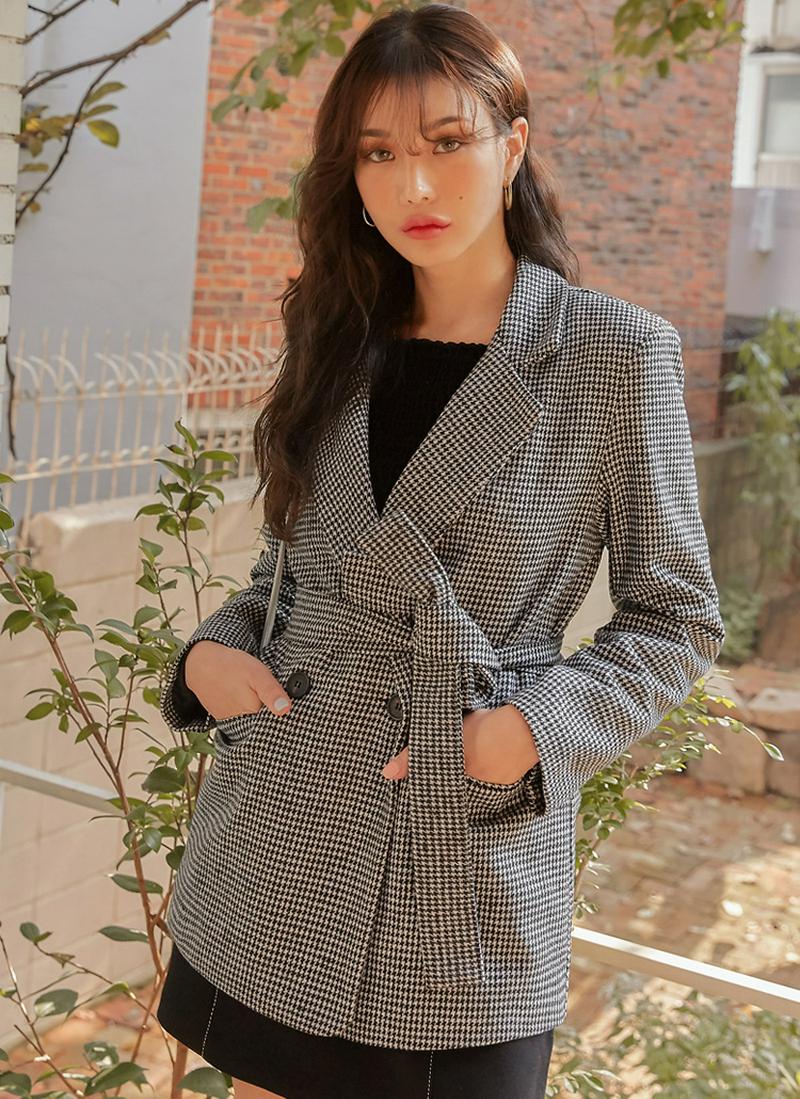チェックダブルボタンジャケット
