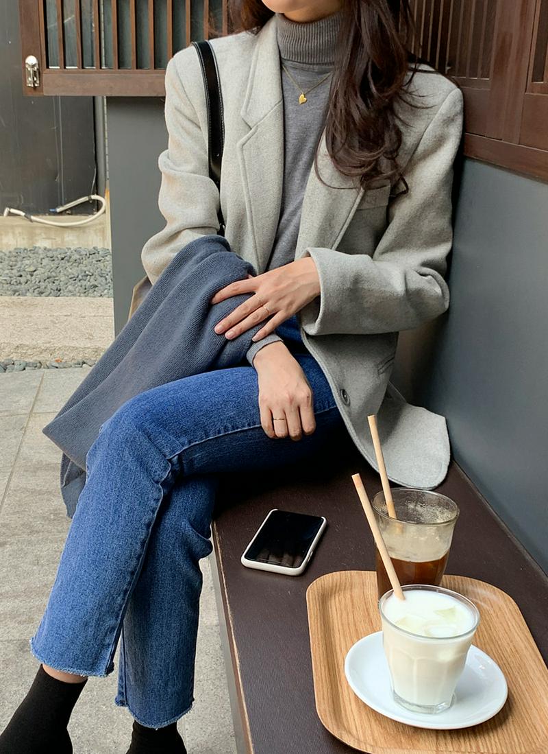 ツーボタンウール混ジャケット