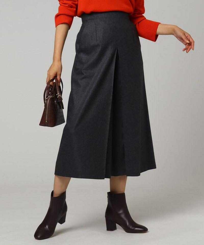 ウールアンゴラ混フラノタックワイドパンツ