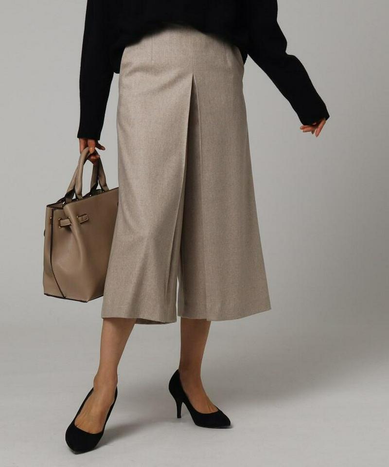 ウールアンゴラ混フラノタックワイドパンツ