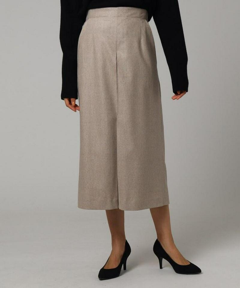 ウールアンゴラ混フラノタックワイドパンツ