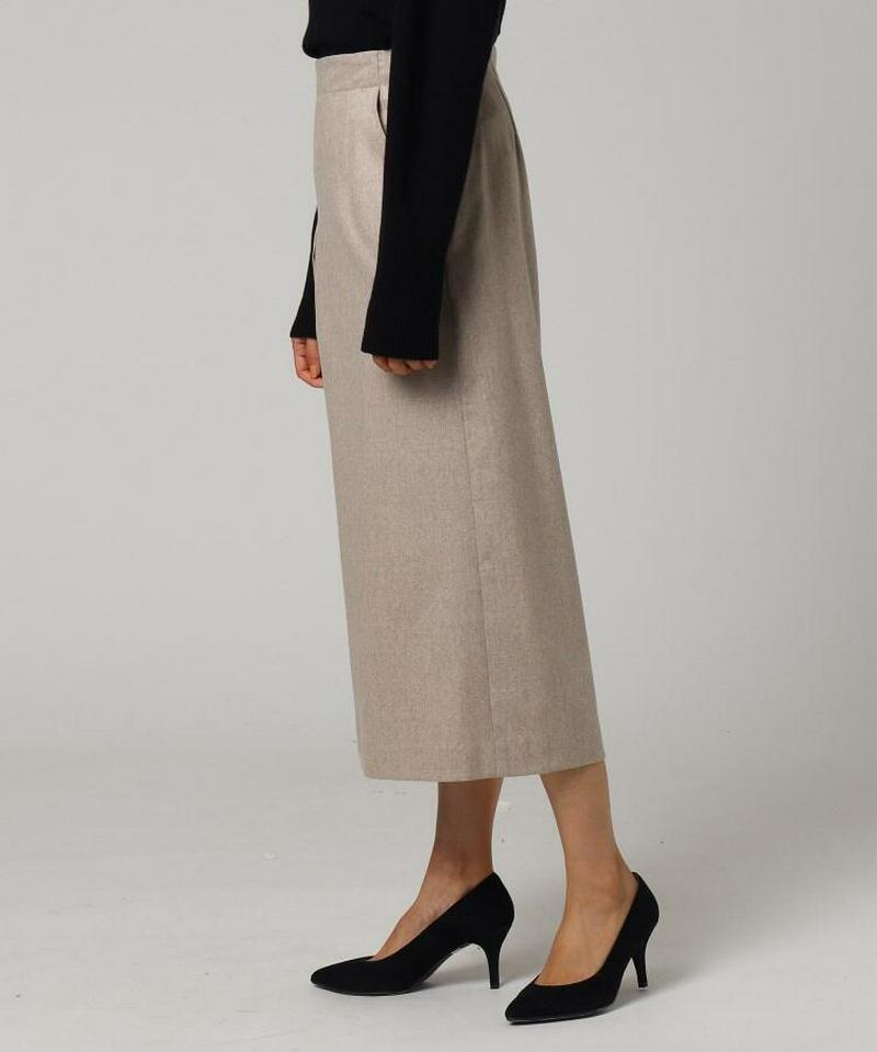 ウールアンゴラ混フラノタックワイドパンツ