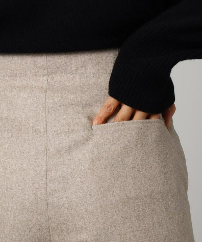 ウールアンゴラ混フラノタックワイドパンツ