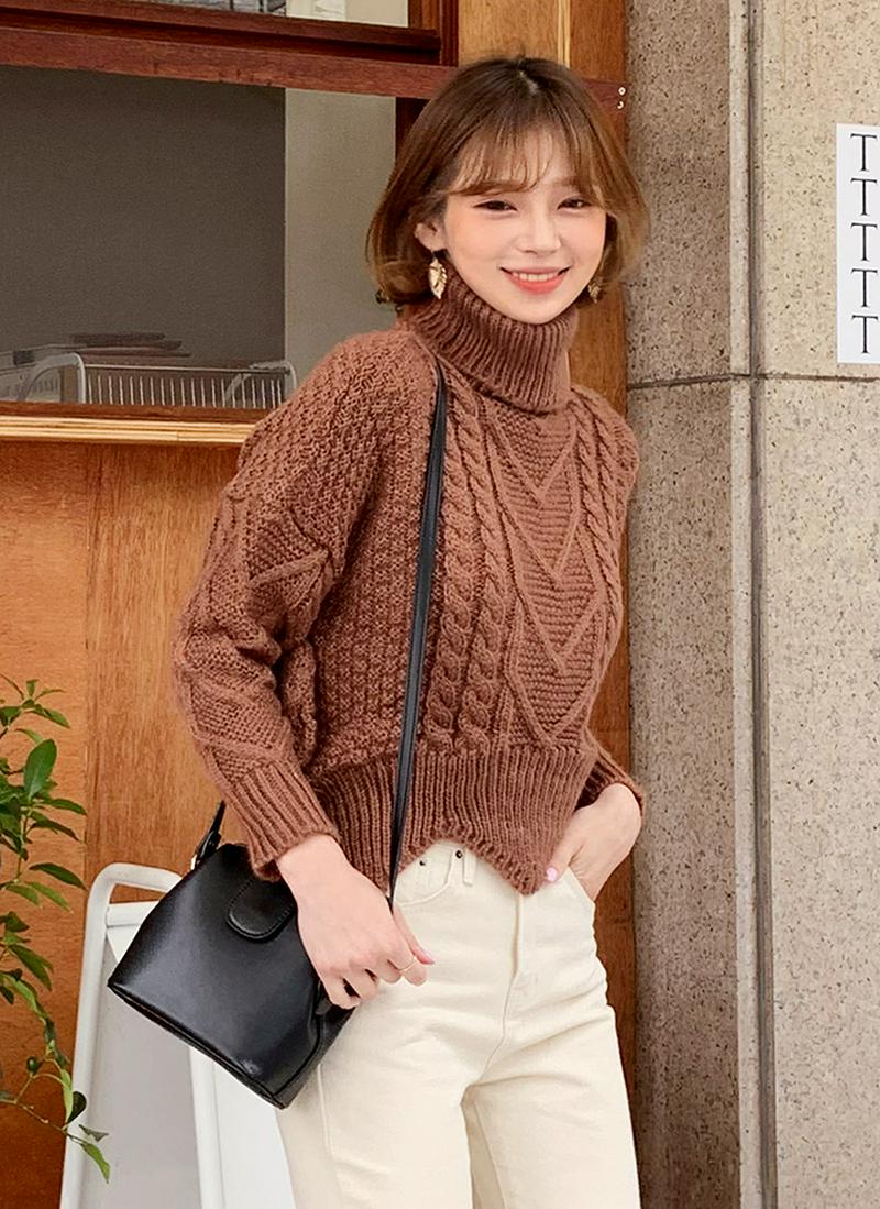 ジグザグヘムケーブルニット・全3色