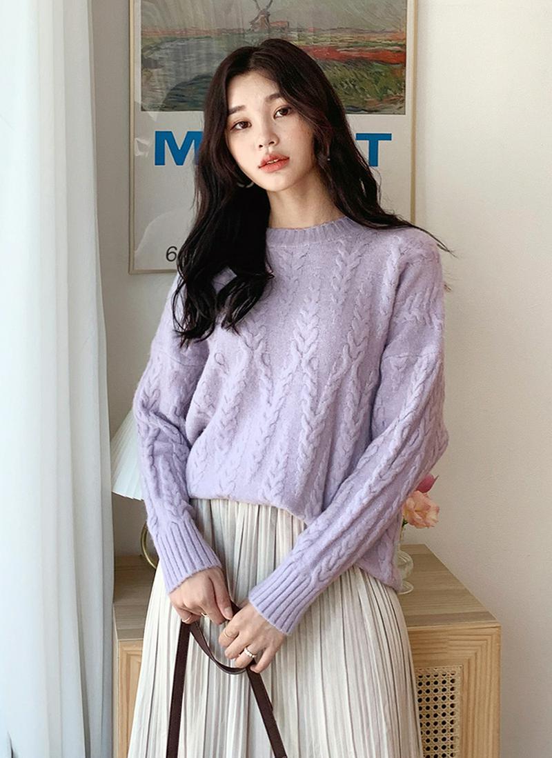 ジグザグケーブルニット・全3色