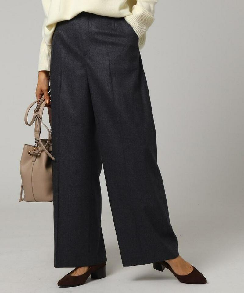 ウール混フラノセミワイドパンツ