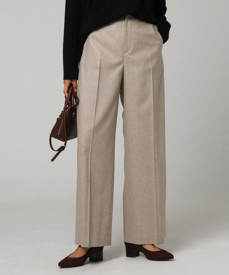 ウール混フラノセミワイドパンツ