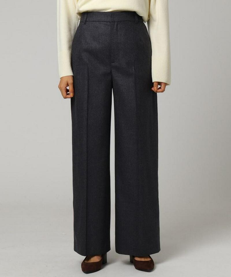 ウール混フラノセミワイドパンツ