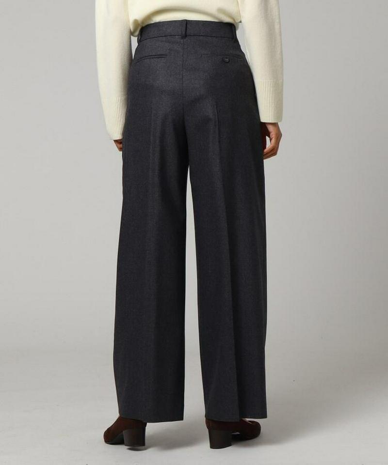 ウール混フラノセミワイドパンツ