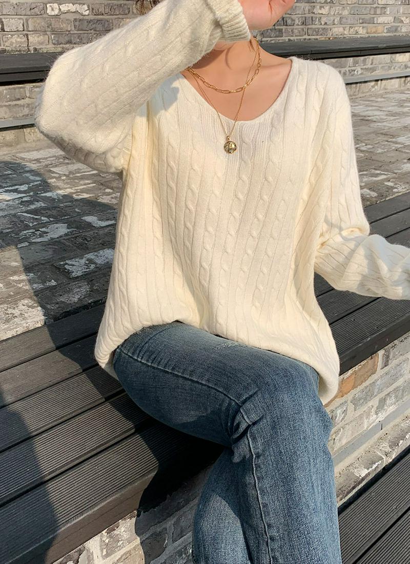 ツイストアクリルブレンドニット