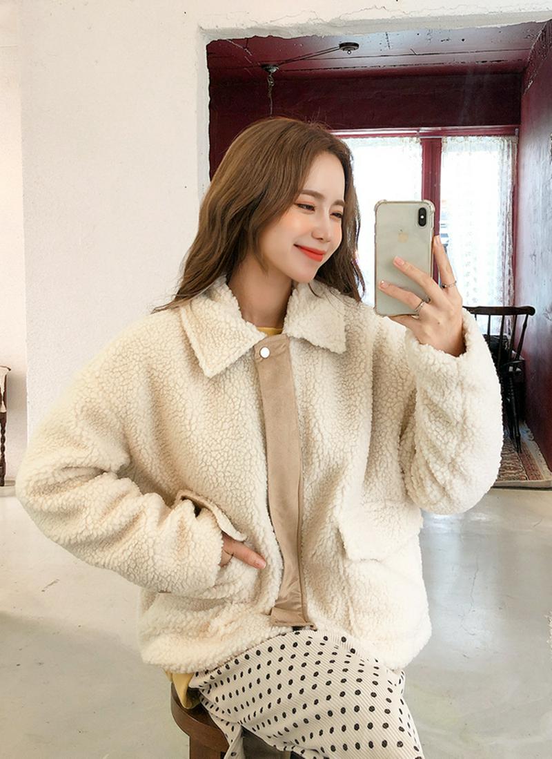 シングルカラーボアジャケット