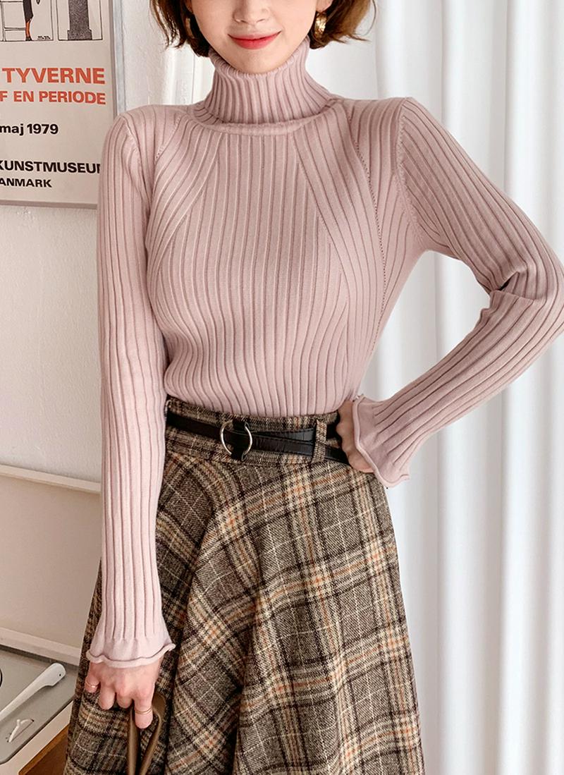 タートルネックリブニット・全4色