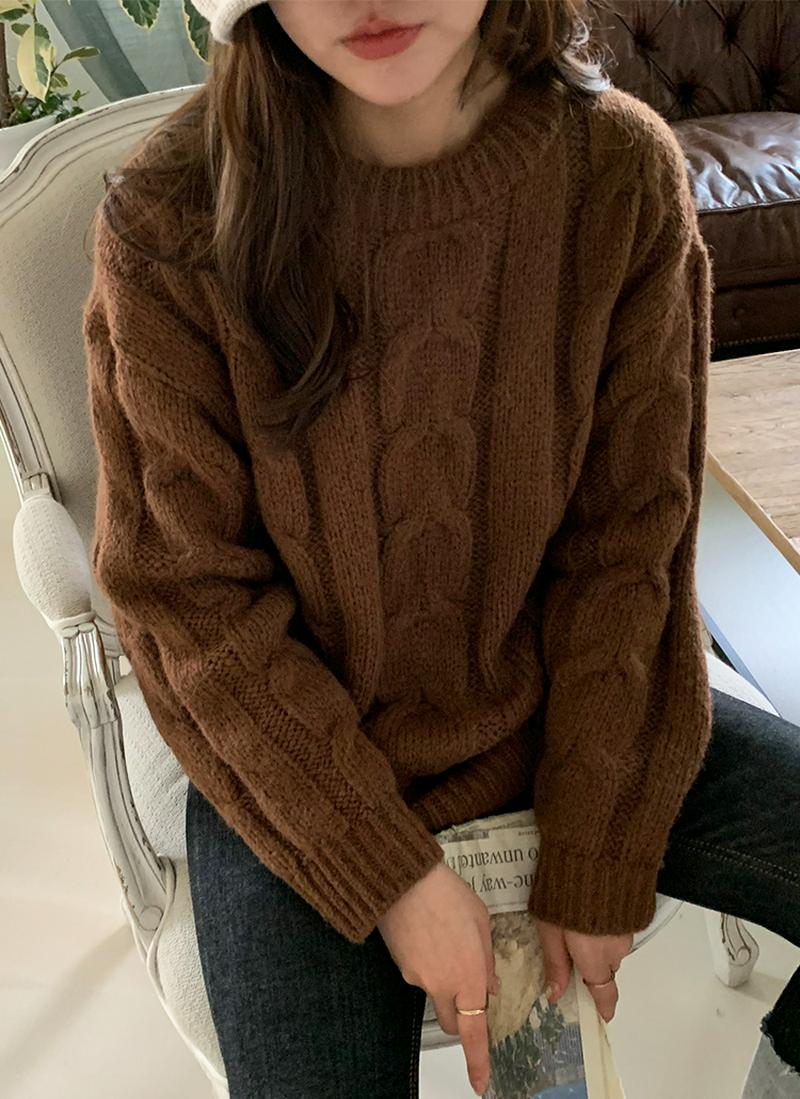 アルパカブレンドケーブルニット