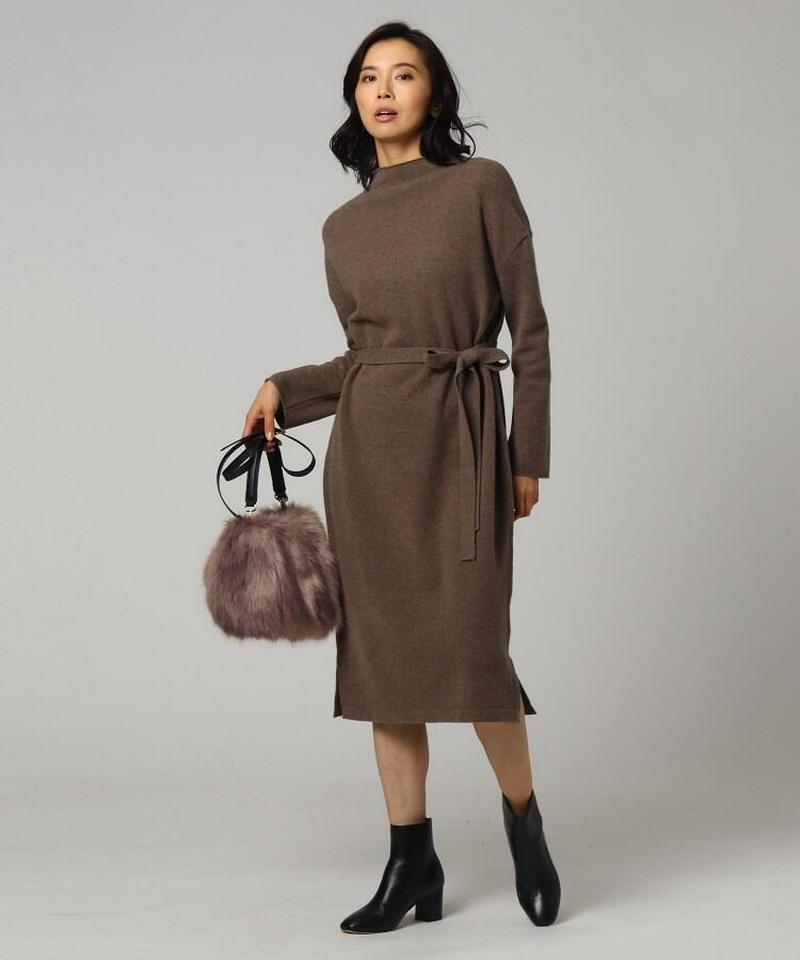 ハイゲージボトルネックニットワンピース