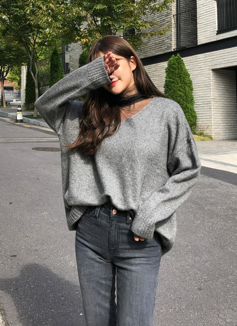 カシミヤ混オーバーニット