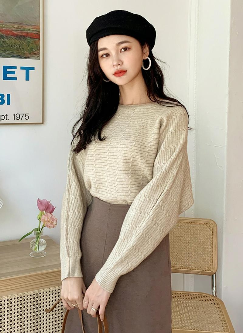 ボートネックツイストニット・全2色