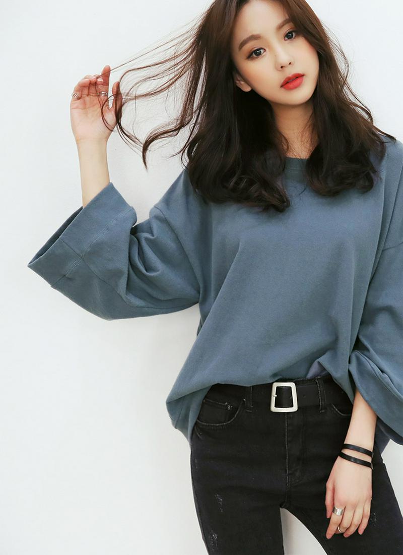 ワイドスリーブラウンドネックスウェットTシャツ・全4色