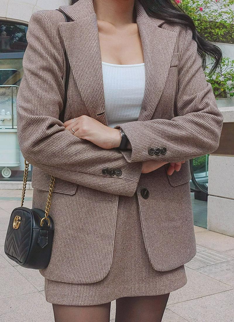 ウール混チェックジャケット