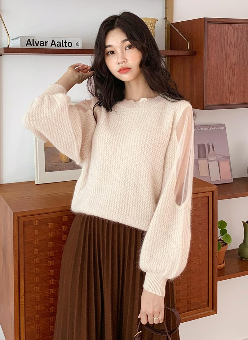 シースルースリーブニット・全2色