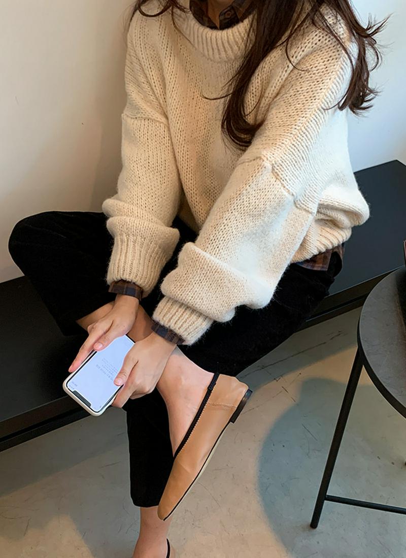 ドロップアルパカ混ニット