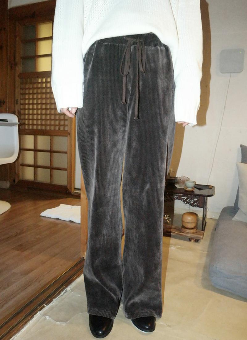 ウエストゴムベロアリブワイドパンツ