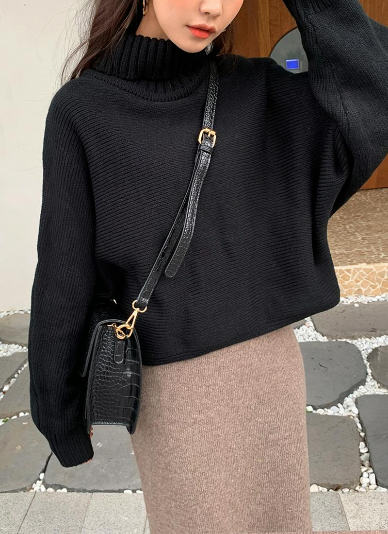 クロップドタートルネックニット・全2色