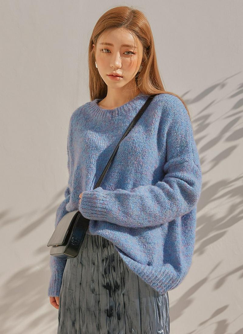 モヘア混メランジニット