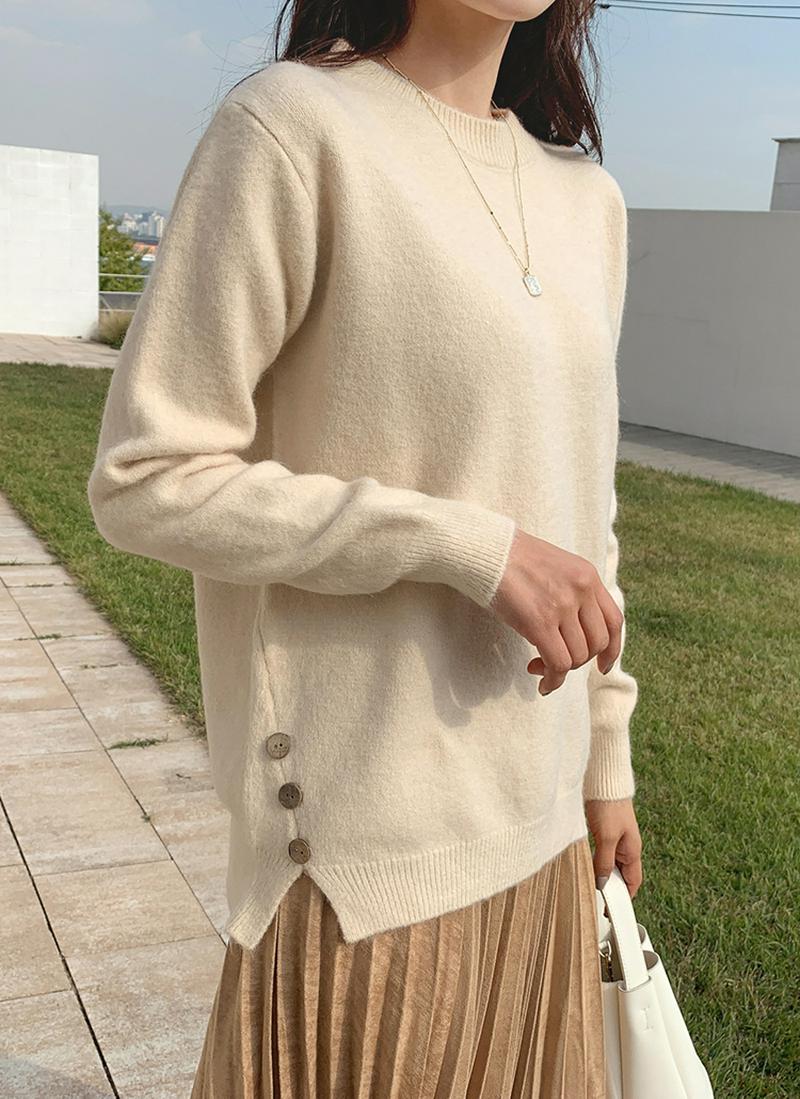 サイドウッドボタンニット・全3色