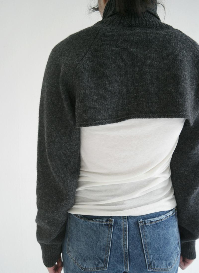 クロップド丈タートルネックニット