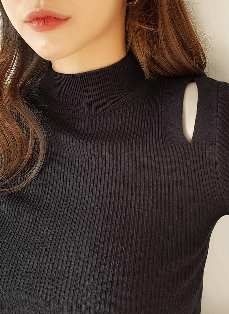 ショルダーカットリブニット・全3色