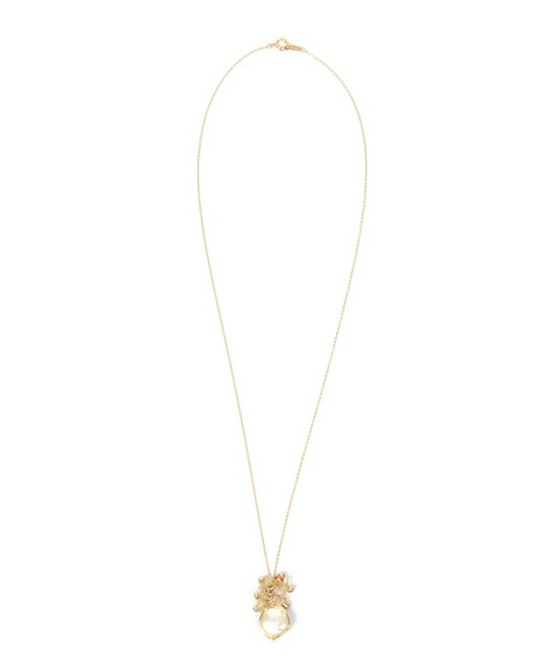 【11月誕生石】K14GFサザレシトリン×淡水パールネックレス