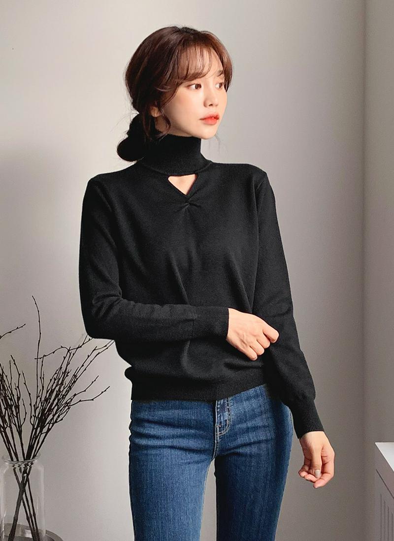 カットツイストハイネックニット・全3色