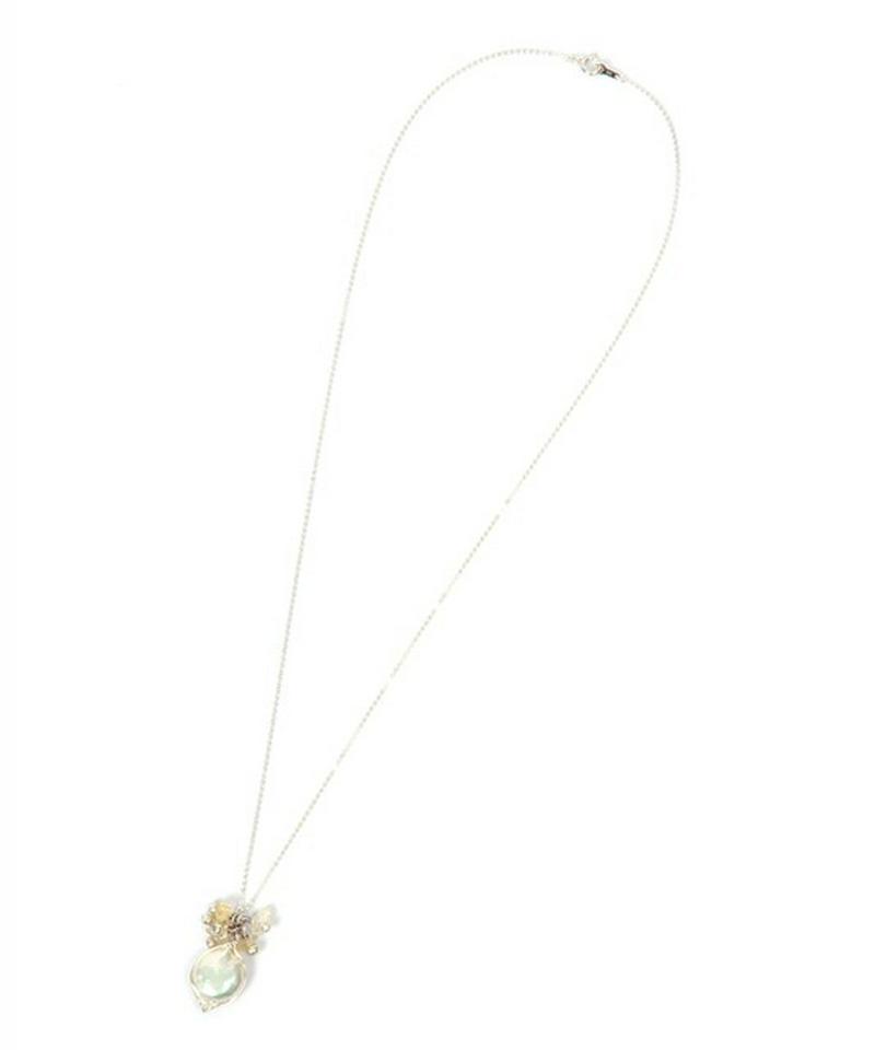 【11月誕生石】シルバー925 サザレシトリン×淡水パールネックレス