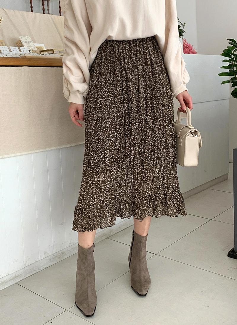 小花柄リンクルスカート・全3色