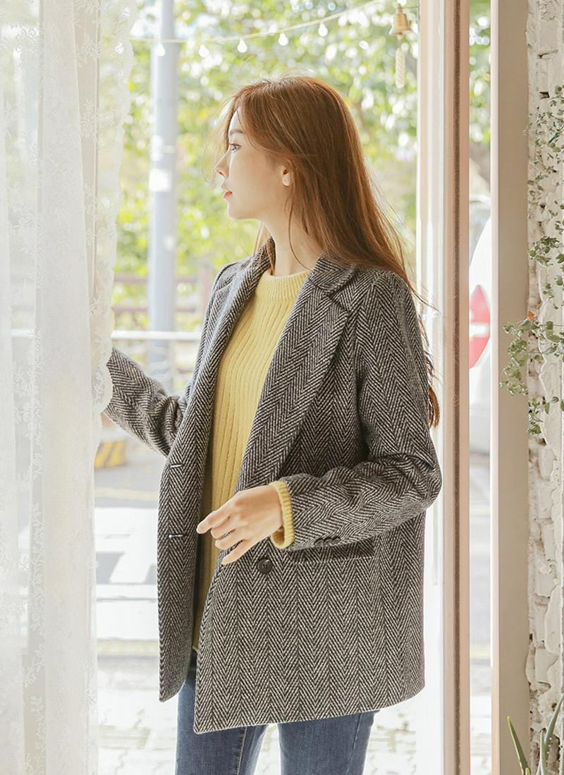 ヘリンボーンダブルボタンジャケット