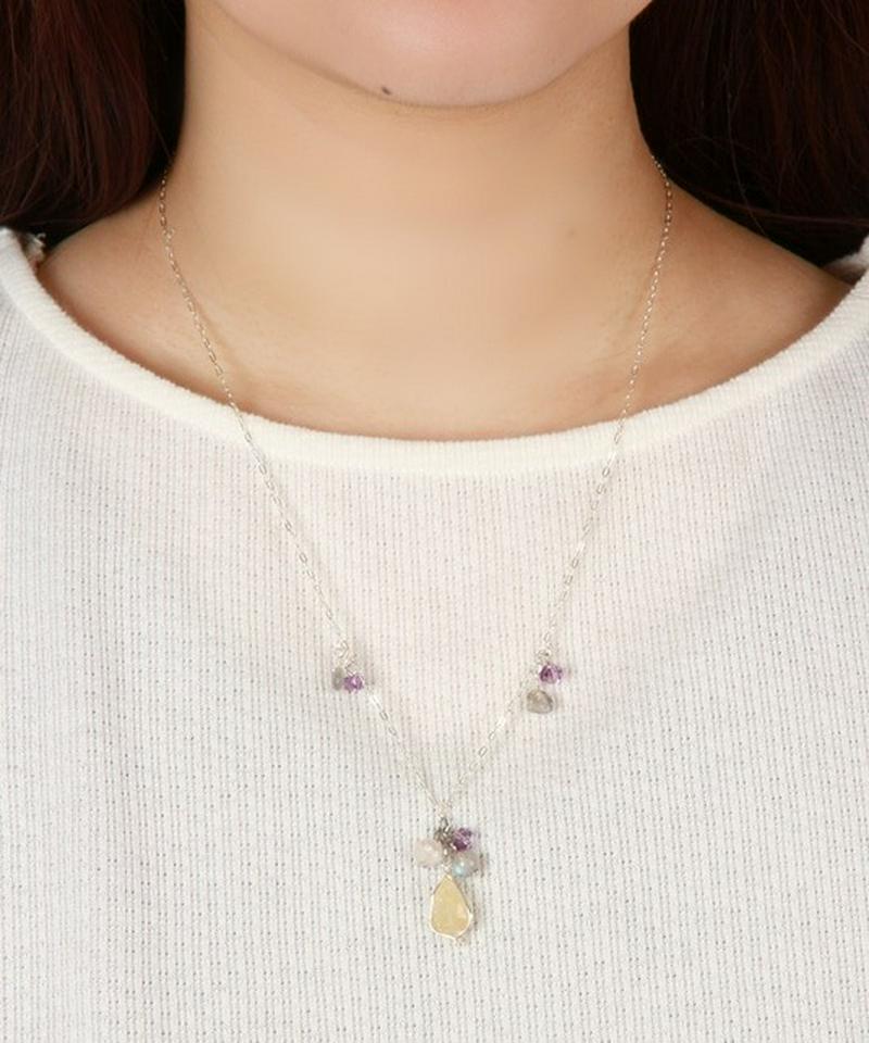 【11月誕生石】シルバー925 シトリン×アメジストネックレス