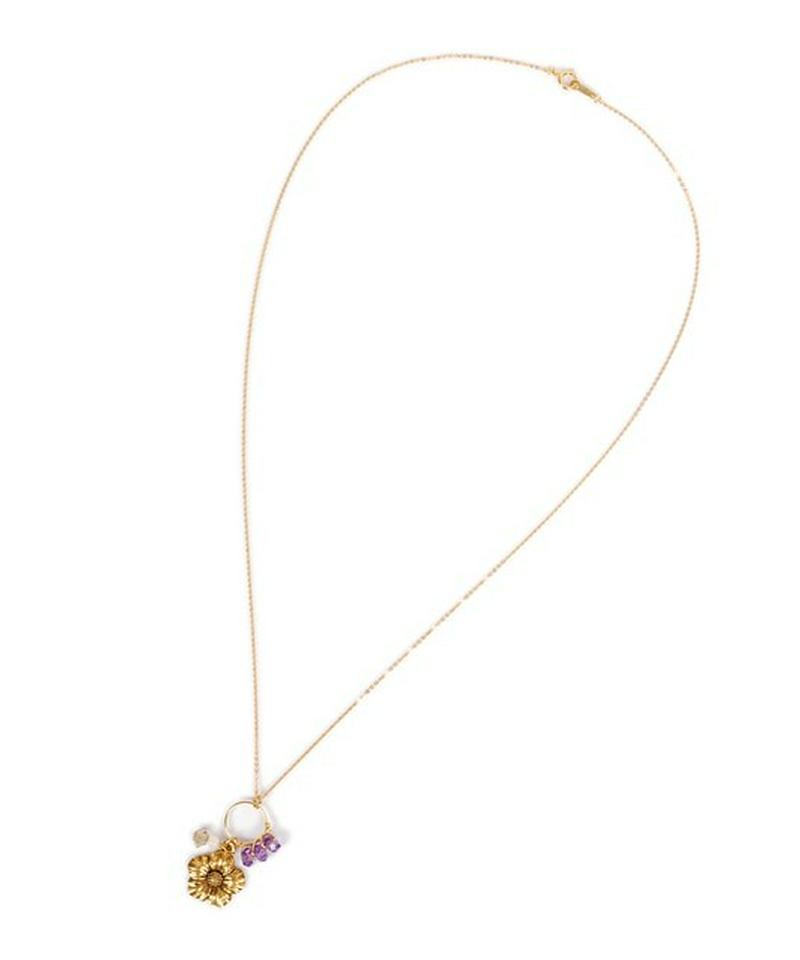 K14GF フラワー×パープルリングネックレス