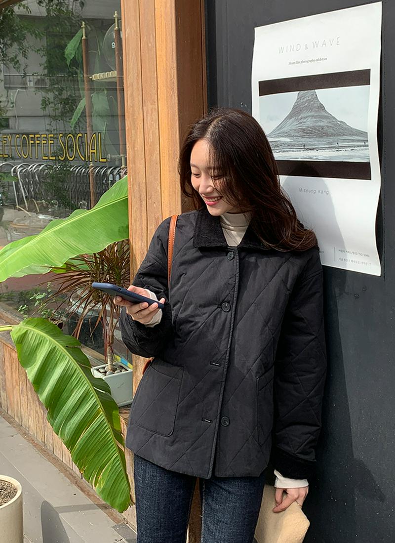 コーデュロイカラーキルティングジャケット