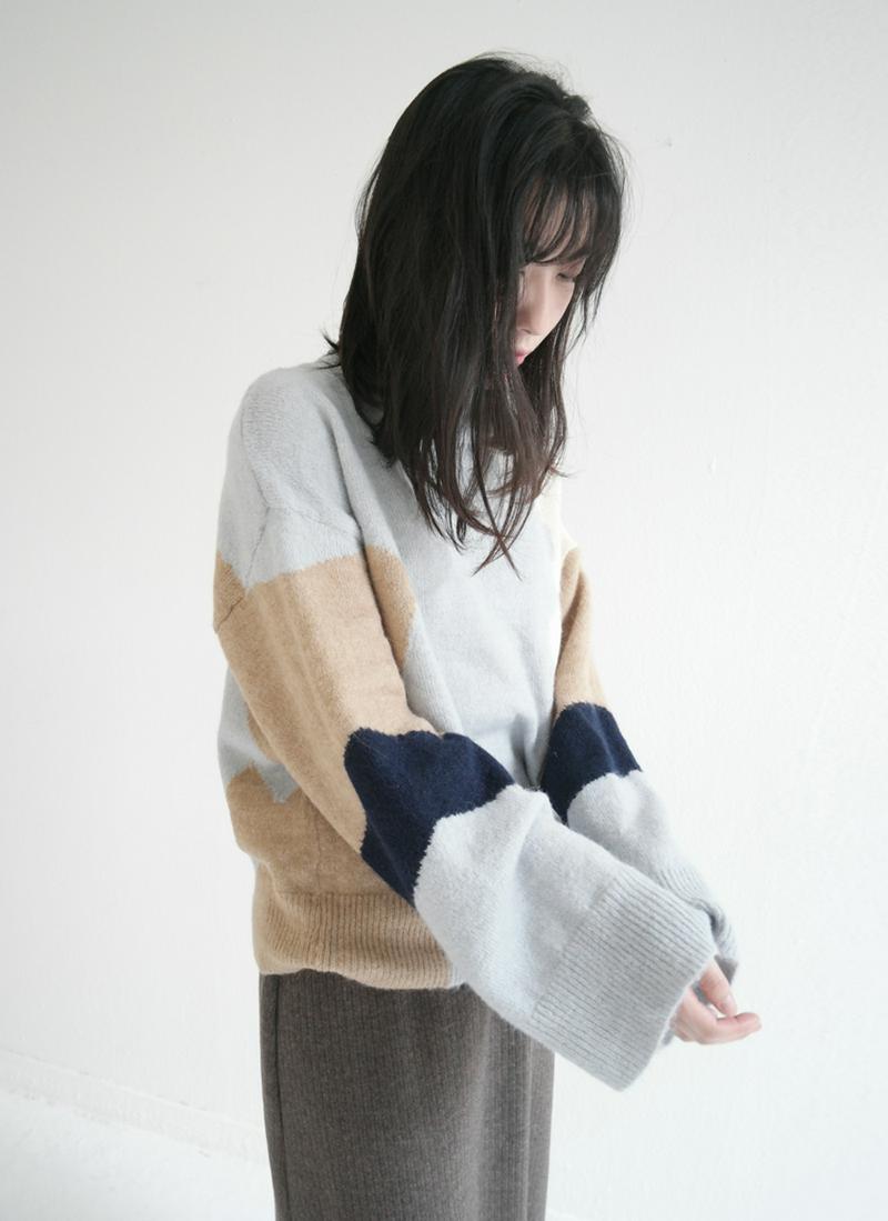 カラーコントラストニット