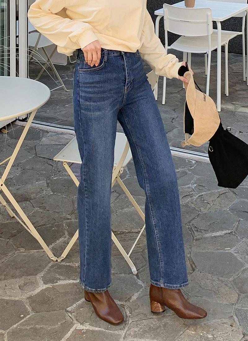 裏起毛ワイドデニムパンツ・全1色