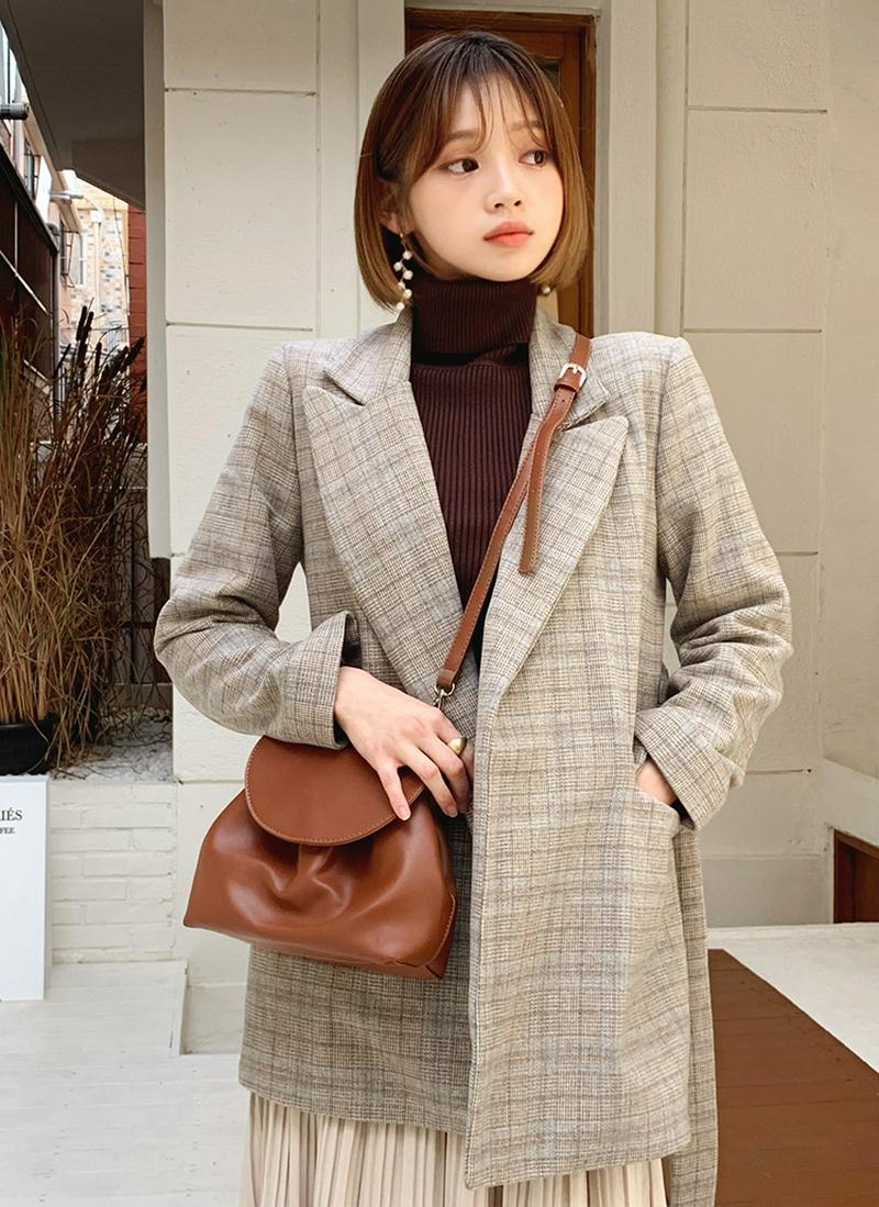 ストラップ付チェックオープンジャケット・全2色