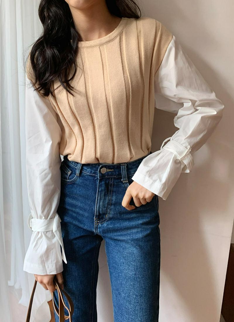 ベルトスリーブニット・全3色