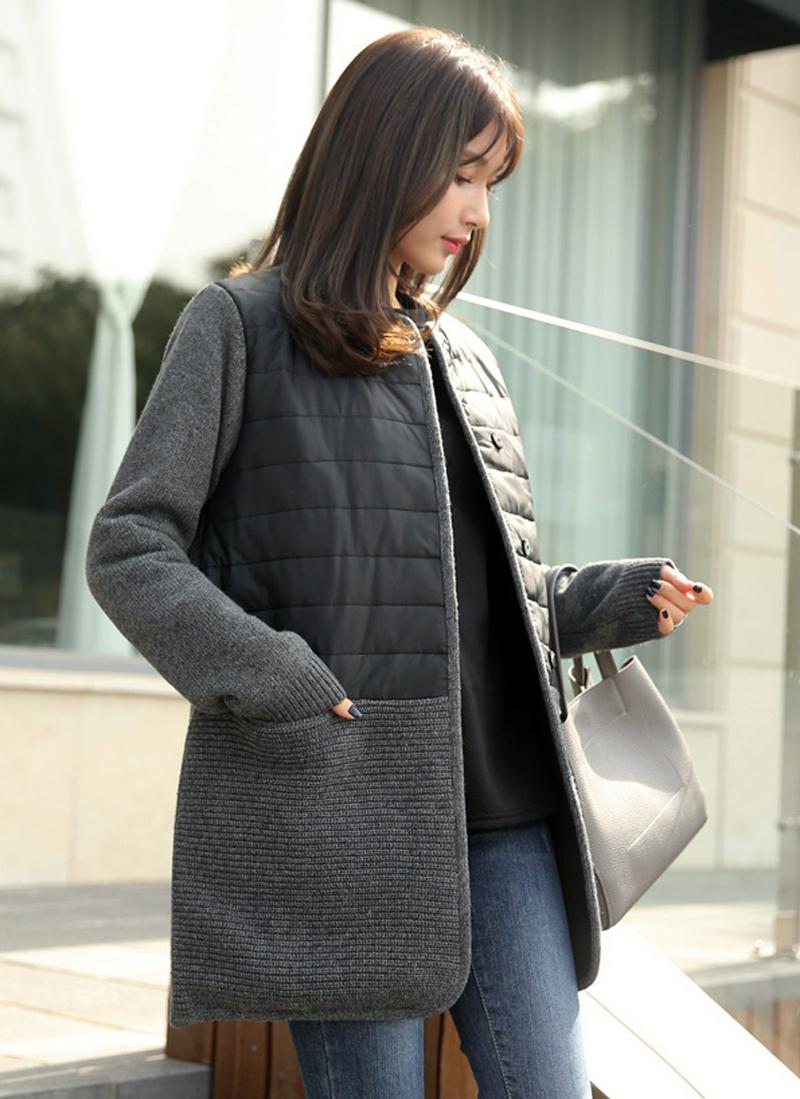 中綿ニットコントラストジャンパー