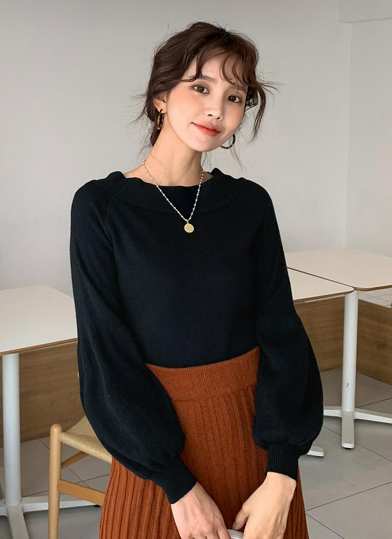 ボートネックパフニット・全2色