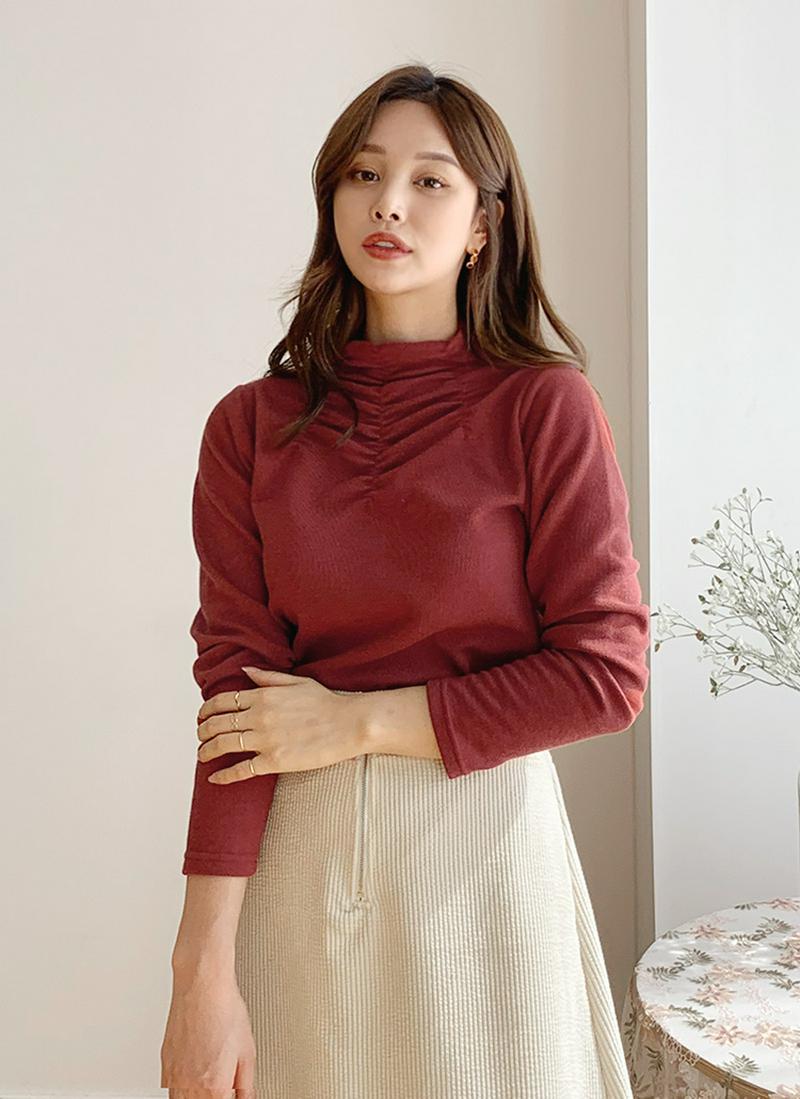 裏起毛ギャザーネックTシャツ・全3色