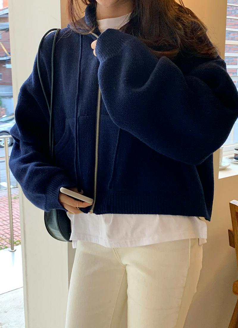 ニットフードジップアップ