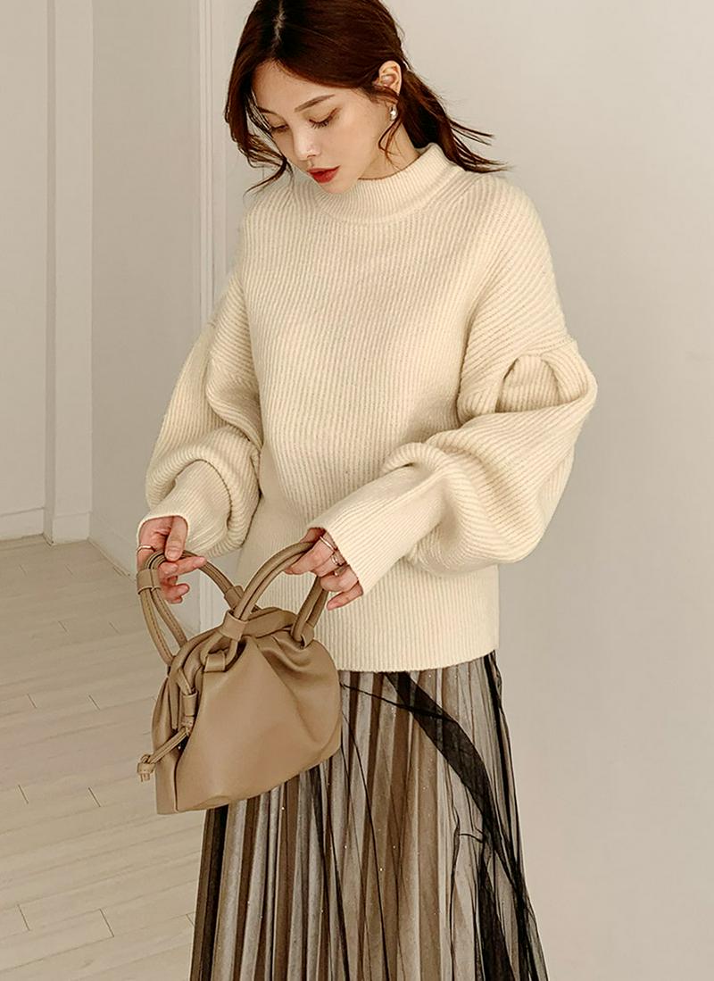 パフハーフネックニット・全3色