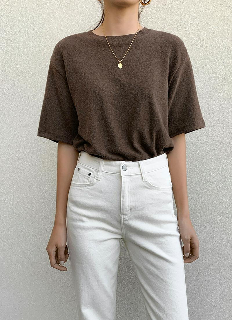 アンゴラ混ハーフスリーブTシャツ