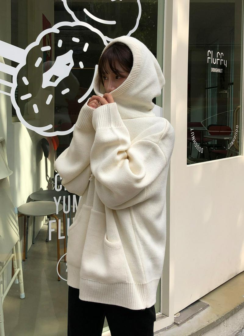 マフポケットニットフーディ