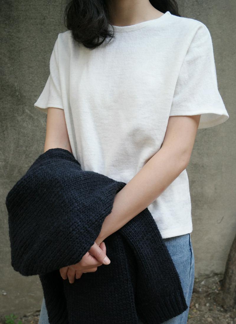 ウール混ハーフスリーブTシャツ